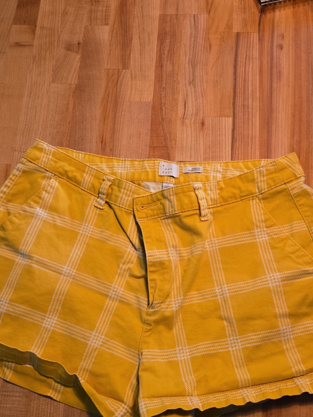 a new day Yellow Plaid Bermuda Shorts